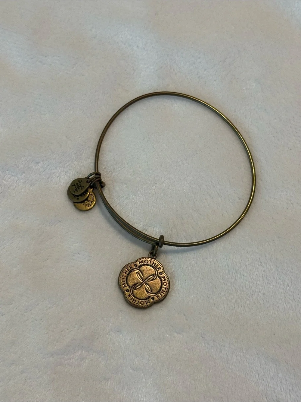 Alex and Ani Antique Gold Mother Infinity Love Clover Charm Bracelet